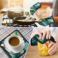 thumbnail image 4 of Teal Gold Marble Kitchen Oven Mitt and Pot Holder Sets 4 Pcs for Baking, Cooking and Grilling, Heat Resistant Up To 392 °F, 4 of 7