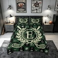 thumbnail image 2 of meiyoeat Golf Letter E Bedding for Men Women, Green Patchwork Buffalo Duvet Cover Full, Black Reversible, 3 Pieces, 1 Duvet Cover and 2 Pillowcases, 2 of 6