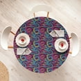 thumbnail image 4 of Ambesonne Animal Fitted Round Tablecloth, Hand Drawn Art Snakes, 36"- 40" Diameter, Plum Blue Yellow, 4 of 5