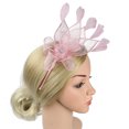 thumbnail image 4 of Tittly Head Scarf Fascinators Hats Women's Elegant Hat Strap Flower Feather Party Hat Hair Clip Headband Accessory Head Scarf Hair Accessories Pink One Size, 4 of 7