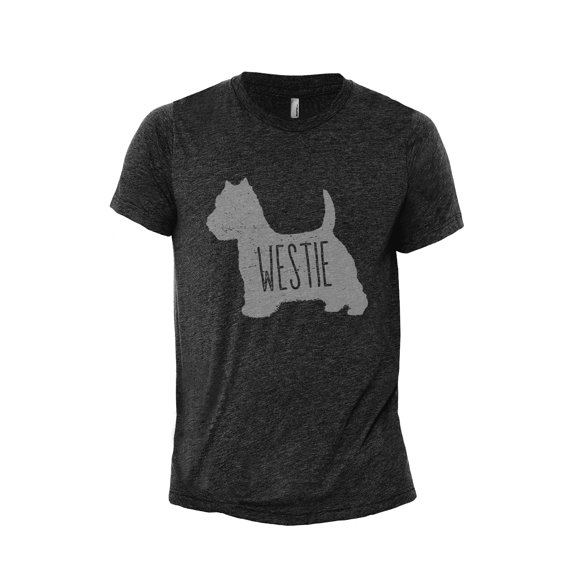 West Highland White Terrier Westie Dog Silhouette Men's Modern Fit Fun Casual T-Shirt Printed Graphic Tee Charcoal Grey 3X-La
