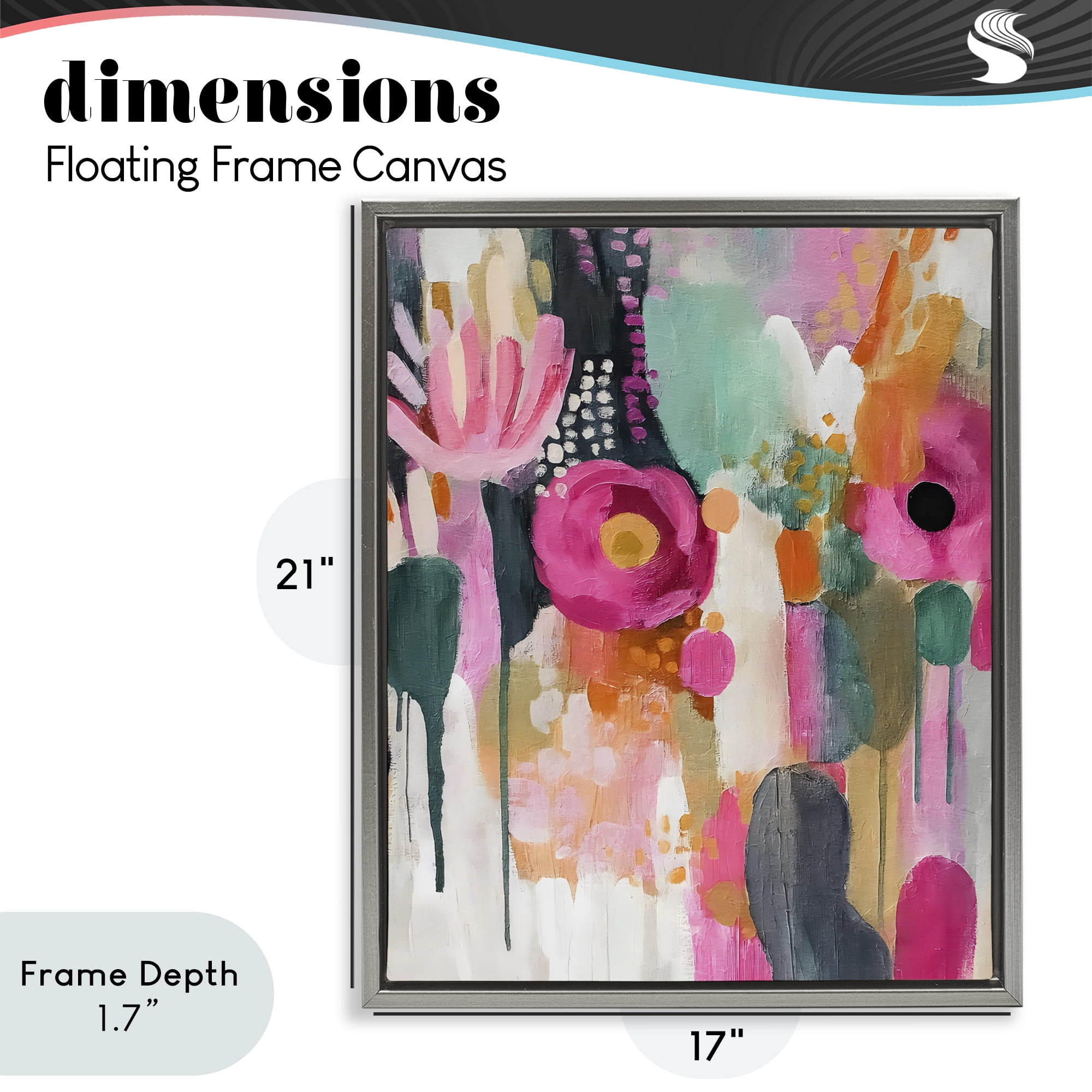 Stupell Industries Dripping Blooms Cascade Gray Framed Floater Canvas Wall Art, design by Riley B