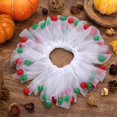 thumbnail image 4 of Halloween Dog Collar with White Tulle and Red and Green Pom Poms, Adjustable Fit, White, for Small Dogs and Cats, Pet Necklace Collar Decoration, 4 of 5