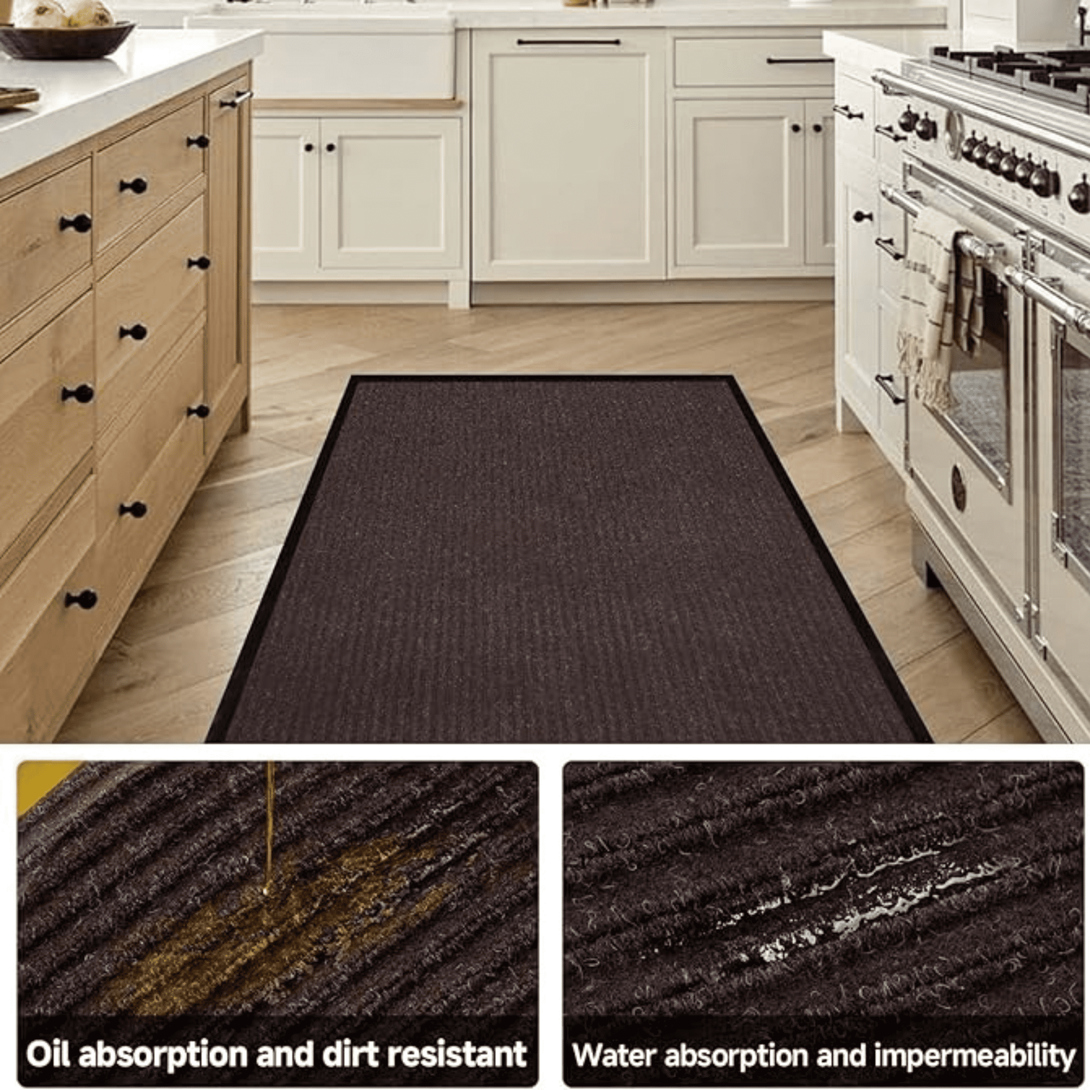 OVYEOFR Commercial Carpet Runner, 3' x 10' Commercial Rug with Rubber Backing, Heavy Duty Low Profile Indoor Outdoor Floor Mat for Entrance, Hallway, Kitchen, Garage, Brown