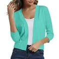 thumbnail image 3 of Delliss Women's Solid Color Versatile Short Fall Knitted Cardigan Light Blue M, 3 of 7