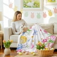 thumbnail image 4 of Throw Blanket Fleece Throw Blanket 50x60in, Happy Easter Egg Tulip Flower Soft Lightweight Bed Blankets Spring Floral Leaves Butterfly Fuzzy Couch Blankets for All Season, 4 of 9