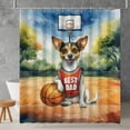 thumbnail image 2 of Happy Father's Day Toy Fox Terrier Playing Basketball with Best Dad Jersey Shower Curtain Dog Lover Waterproof Bathroom Bathtub Curtain - 13006, 2 of 5