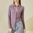 thumbnail image 2 of Cardigan à Col Rabattu en Velours Allemand Couleur Unie pour Usage Quotidien et Style Polyvalent, 2 of 8
