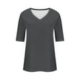 thumbnail image 3 of Krdevn Women's V Neck Casual T Shirt Summer Basic Tee Short Sleeve Blouse Top for Daily Wear with Jeans Comfortable Soft Breathable,Women's Tops, Tees & Blouses,Size:L, 3 of 4