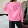 thumbnail image 4 of Hsovts Pink Hoodie Women Essentials Oversized Fleece Hoodies with Drawstring Long Sleeve Crewneck Zip Up Sweatshirt Lightweight Hoodies Pullover XL, 4 of 5