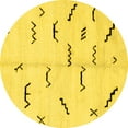 thumbnail image 1 of Ahgly Company Machine Washable Indoor Round Solid Yellow Modern Area Rugs, 3' Round, 1 of 4