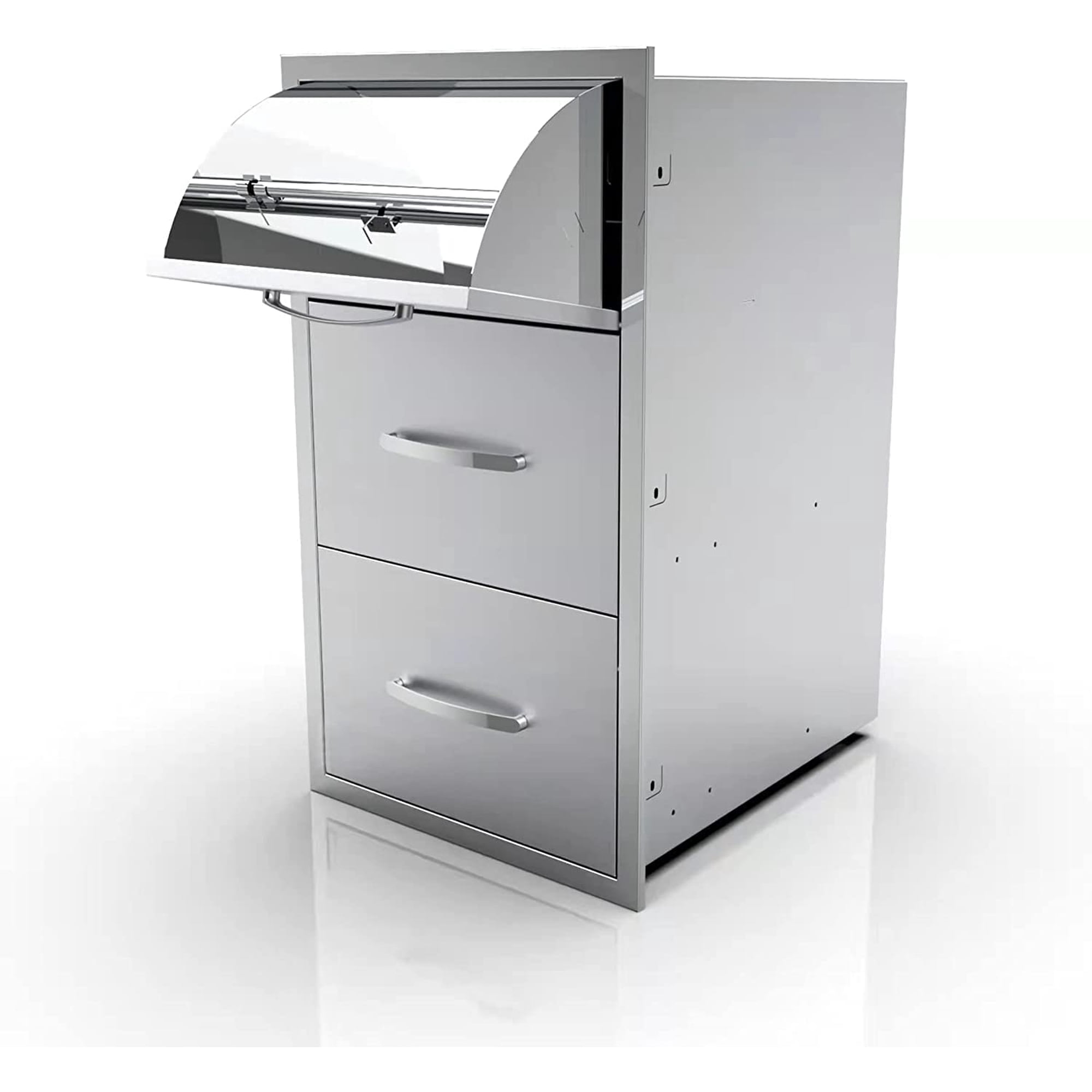 CeXuanTerOutdoor Kitchen Drawers Stainless Steel 17W X 30H X 21D Inch, Flush Mount Triple BBQ Island Drawers with Handle for Outdoor Kitchens, Patio or Grill Station