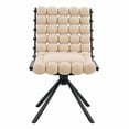 thumbnail image 5 of Silla giratoria de respaldo de bola tufted con piernas de metal de oro, silla elegante sin brazos para oficina en el hogar, dormitorio, 5 of 5