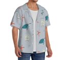 thumbnail image 2 of KLL Turtles And Shells Print Men's Shirt Short Sleeve Button Down Summer Cuba Beach Shirts- Large, 2 of 5