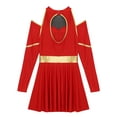 thumbnail image 4 of TiaoBug Women's School Musical Party Dress Halloween Cheerleading Costume Fancy Dress Cosplay Uniform Dresses Red M, 4 of 7