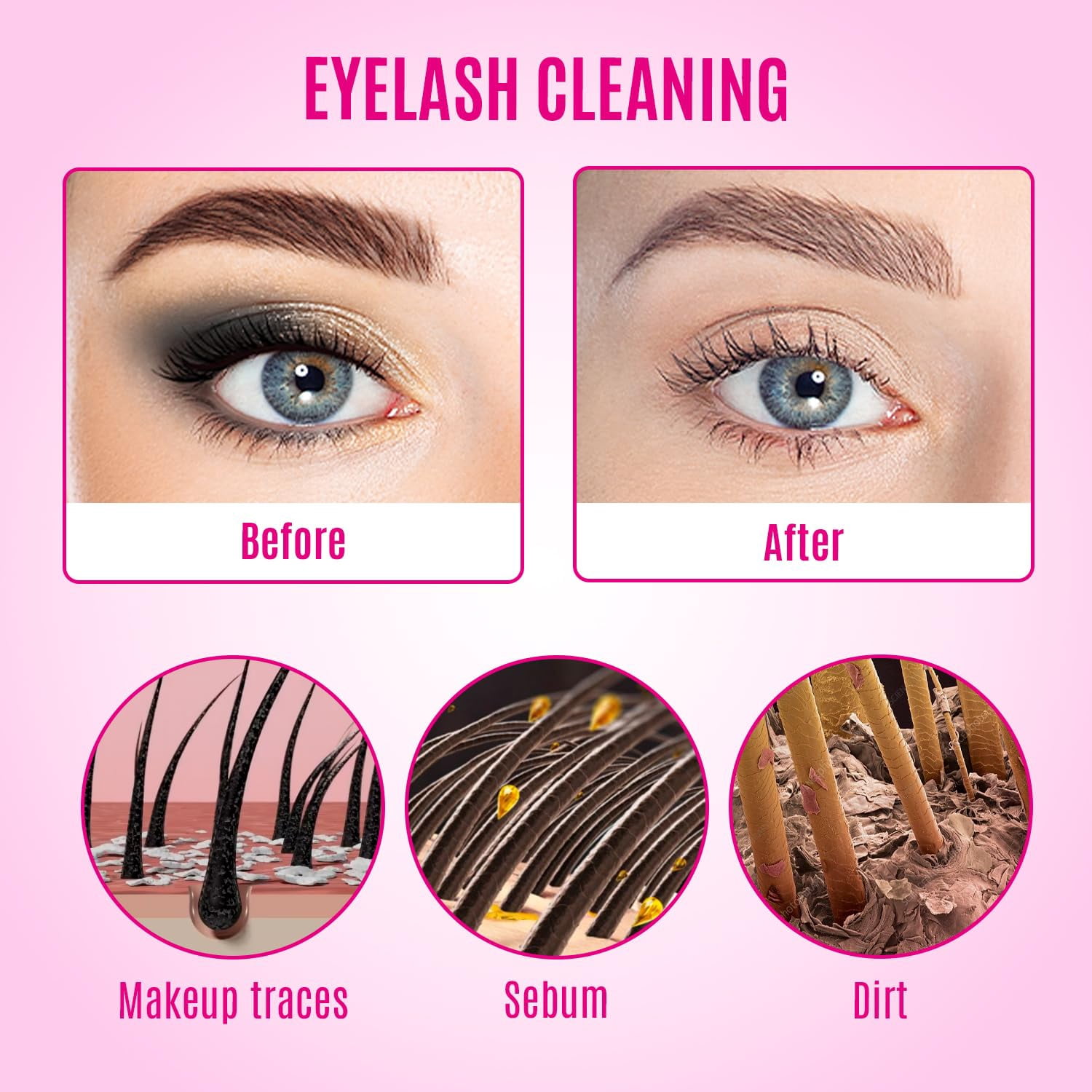 STACY LASH Lash Shampoo Kit Foaming Cleanser Eyelash Grooming Kit Includes Eye Lash Spoolies, Rinse Bottle, Cleansing Pad