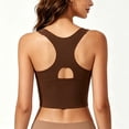 thumbnail image 5 of Nfurl Longline Sports Bras for Women High Impact Molded Cup Racerback Sports Bra High Support Push up Wireless Workout Gym Yoga Crop Tops Brown,XXL, 5 of 5