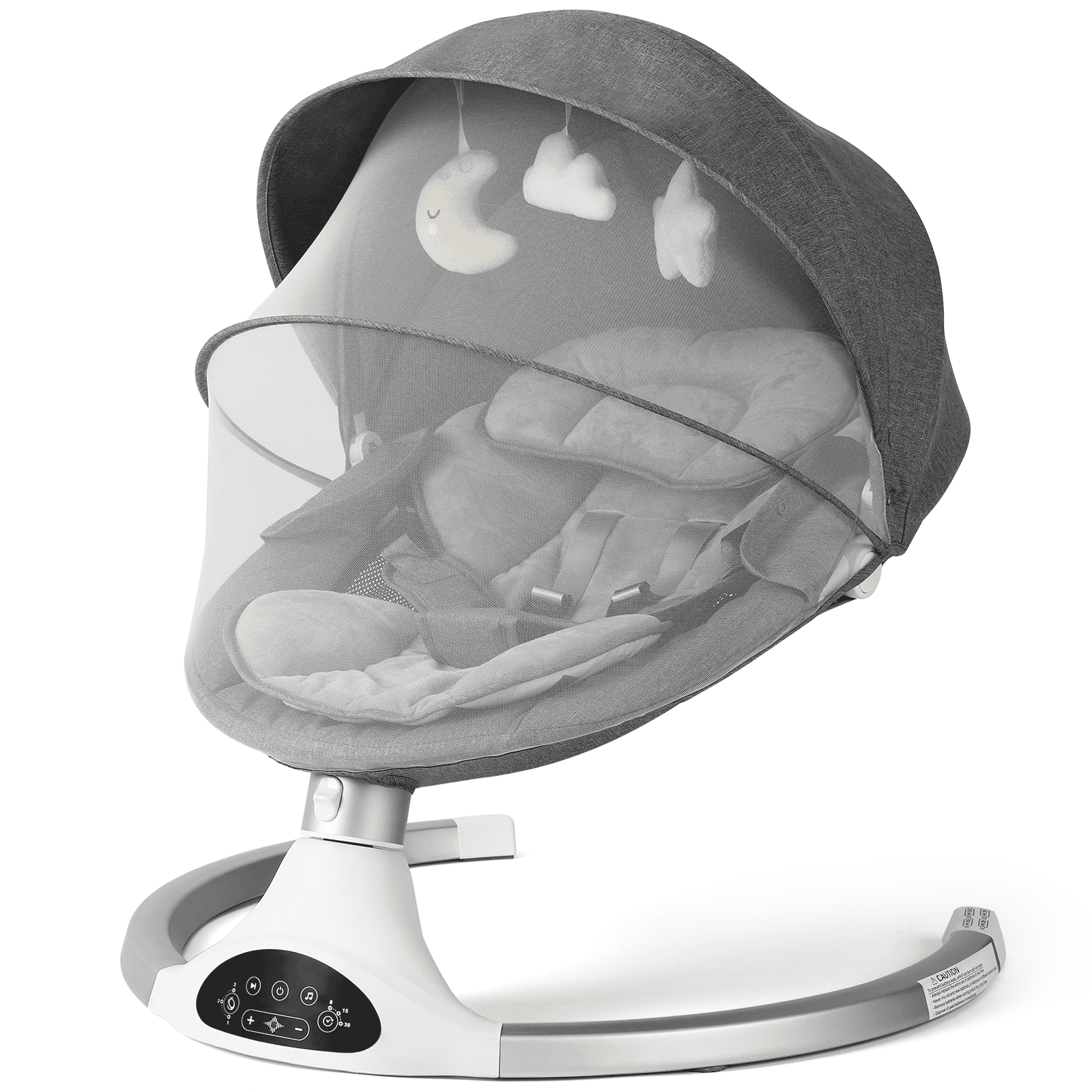 Baby Swing for Infants - Electric Newborn Rocker with 3 Sway Speeds, 10 Lullabies, Portable for Indoor/Outdoor, Touch and Remote Control, Grey