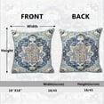 thumbnail image 5 of Boho Throw Pillow Covers Vintage Blue Yellow Pattern Bohemian Style with Floral Square Pillowcase Linen Cushion Cover Farmhouse Decorative Pillowcase for Sofa Sofa Bedroom Pack of 2 18 x 18 Inch, 5 of 6