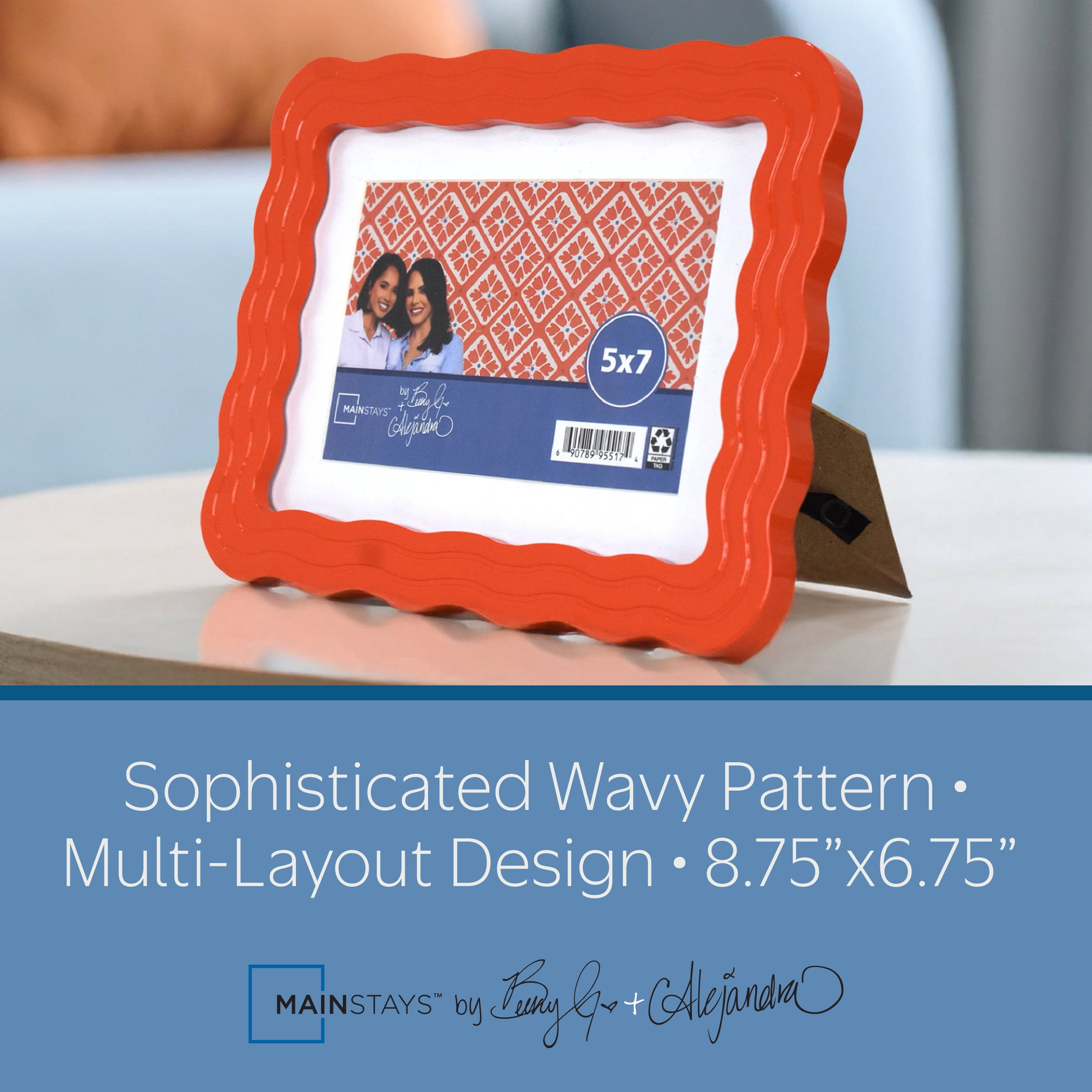 Mainstays by Becky G. & Alejandra 4" x 6" or 5" x 7" Wavy Photo Frame, Mandarin Orange