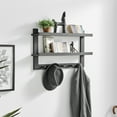thumbnail image 3 of Danya B 2-Tier Ledge Wall Shelf Organizer with Five Hanging Coat or Towel Hooks - Entryway or Bathroom - Black, 3 of 14