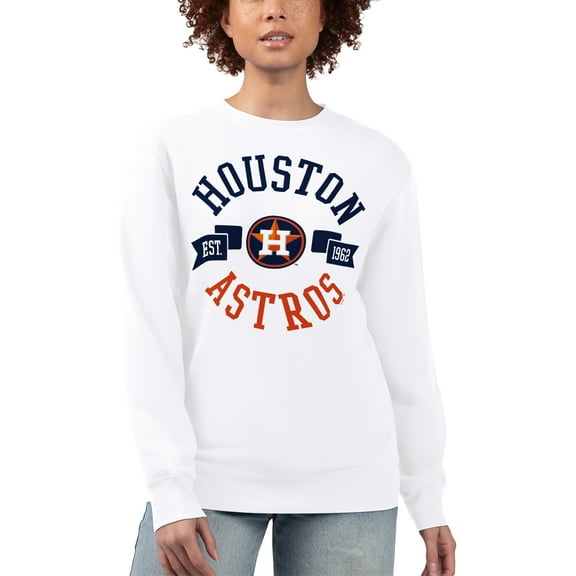 Women's G-III 4Her by Carl Banks White Houston Astros Team Logo Fleece Pullover Sweatshirt