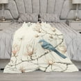 thumbnail image 5 of A Blue Bird Perched on The Branch of An Elegant Magnolia Tree Throw Blanket for Bed Sofa Couch 50"x60" Rustic Flowers Birds Butterfly Spring Summer Throw Blanket Ultra Soft Warm Fleece Blanket, 5 of 8