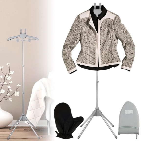 Steamer Stand Telescopic Garment Steamer Rack Strong Load Capacity Rotatable Clothes Steamer Stand with Ironing Board Glove for Vest Overcoat Suit