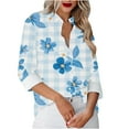 thumbnail image 6 of Women's Button-Up Shirts Fashion Floral Print Dressy Blouses Casual Turndown Collar Shirt Long Sleeve Loose Work Tops Spring Summer Outdoor,Beach,Vacation Top 02#Multicolor M, 6 of 6
