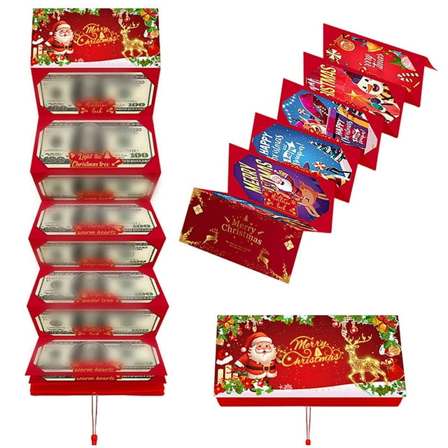 4/1PCS 2025 Christmas Cashes Surprise Envelope, MoneyCashes Holders for Cashes Gift, Christmas Card Book with Envelopes, Funny Holiday Cards Gift Boxes and MoneySaving Organizer
