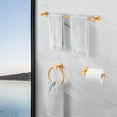 thumbnail image 5 of Tcbosik Wall Mounted Bathroom Hardware Set 3 Piece, Brushed Gold Aluminum Bathroom Accessories Set, Including 16-27" Hand Towel Bar, Toilet Paper Holder and Towel Ring, 5 of 10