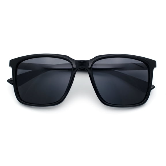 Mens Classic Rectangle Sporty Gentlemanly Plastic Fashion Sunglasses Shiny Black
