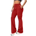thumbnail image 6 of Endives Women's Cargo Pants High Waist Flare Pants Casual Trousers with Multi Pockets Elastic Drawstring Waist Solid Color Work Pants for Women, 6 of 6