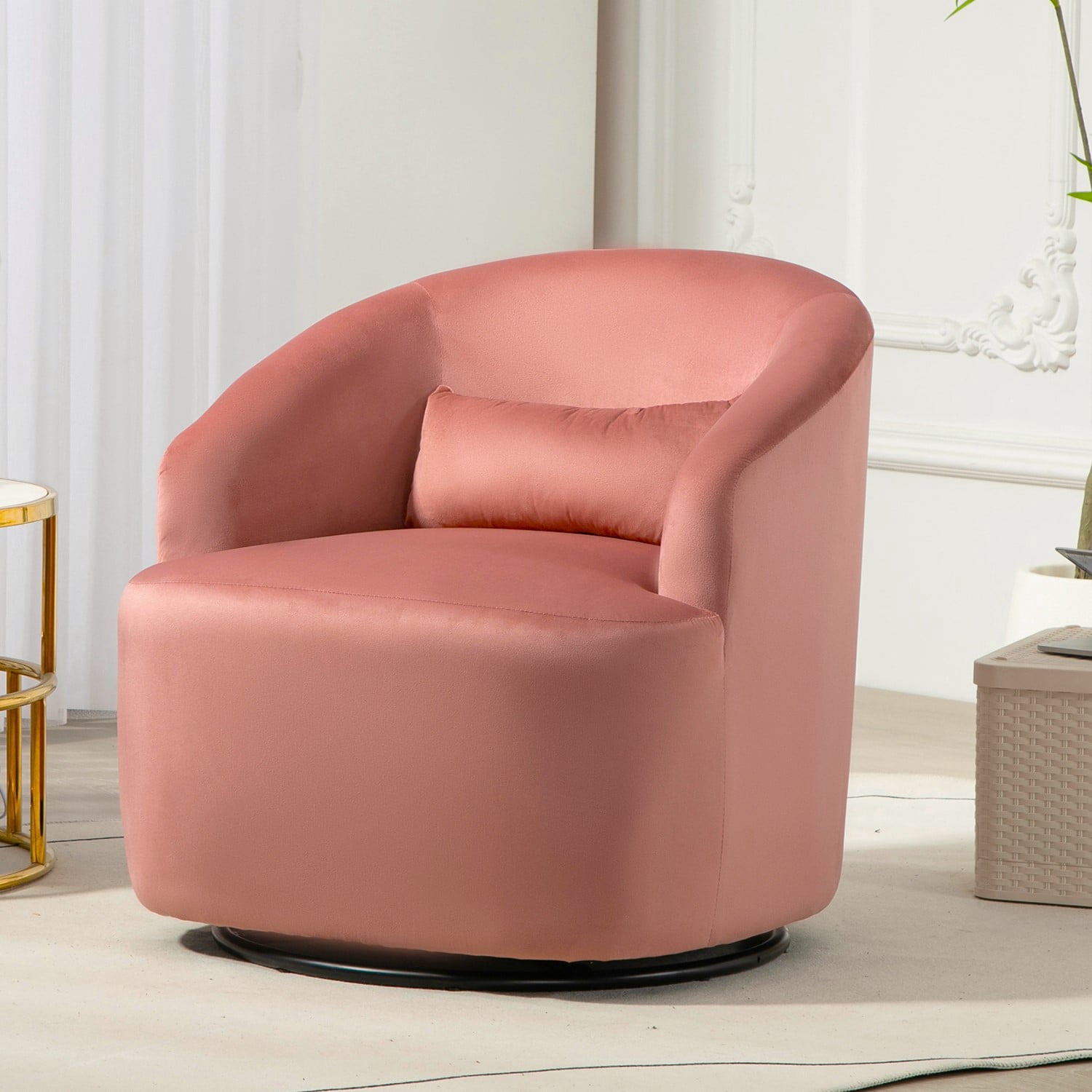 US Pride Furniture Accent Chair with Barrel-shaped Design and 360 Degree Swivel Feature Rosa