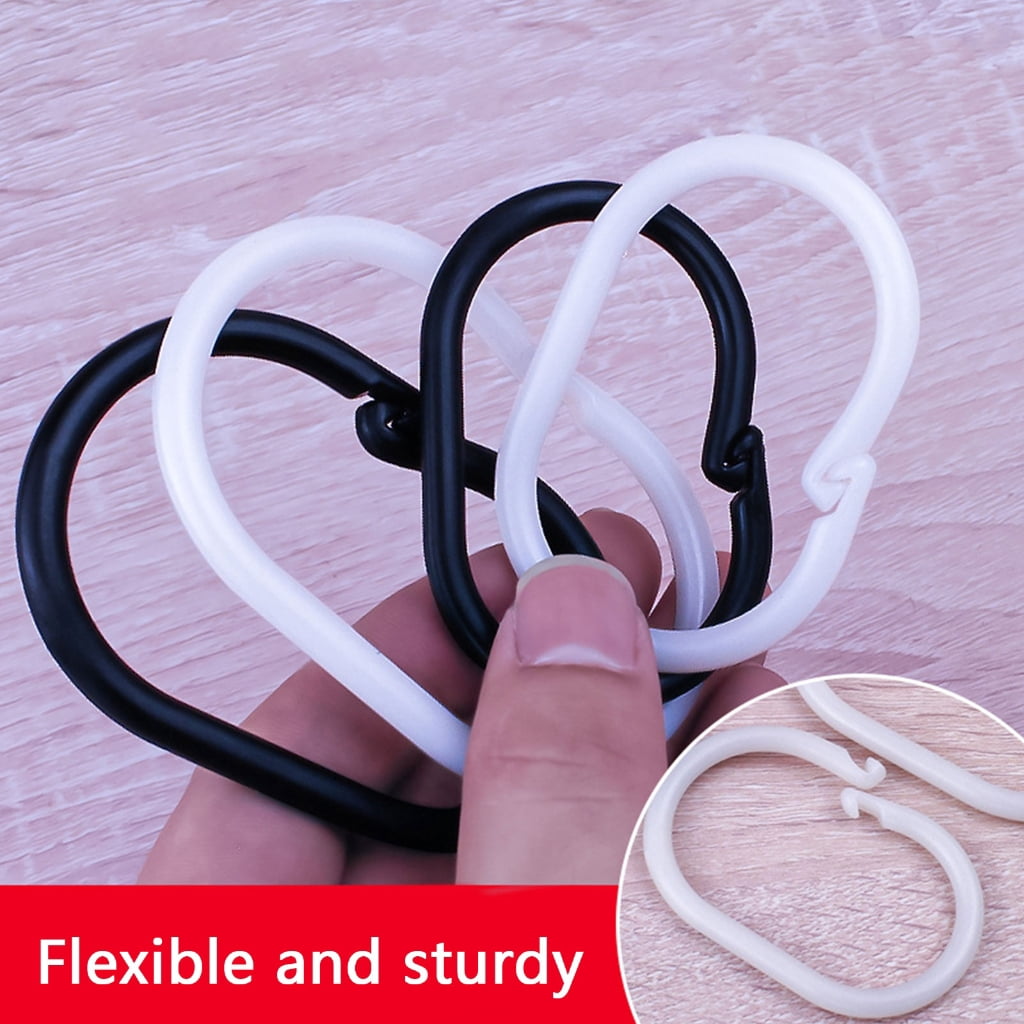 Oasiva Rusts Resistant Sliding Shower Curtain Rings Multipurpose Plastic Bathroom Hooks