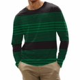 thumbnail image 1 of Chemise Homme Adulte Hauts Spandex Mode Décontractée Sports Rayures Couture Impression Numérique Col Rond T-Shirt Manches Longues Vêtements (Vert, m), 1 of 5