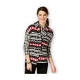 thumbnail image 1 of American Living Womens Fair-Isle-Print Sweater Chaleco, Negro, XS, 1 of 2