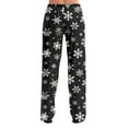 thumbnail image 6 of WTOBBY Women's Anime Print Pajama Pants, Casual Sleepwear with Drawstring Elastic Waist, Comfortable Straight Leg Design for Yoga and Holiday Christmas Print for Home Use,Black L, 6 of 7