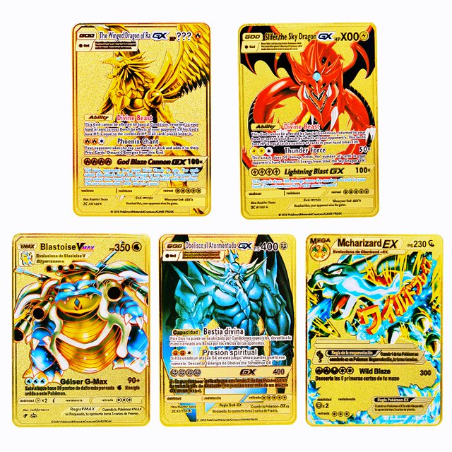 5Pcs Metal Card Metal Letters Mewtwo Vmax Charizard Vstar Pikachu Golden Iron Cards Anime Games kids Toys Gifts
