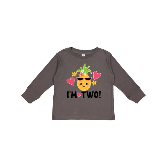 Inktastic 2nd Birthday Pineapple Girls Hawaiian Girls Long Sleeve Toddler T-Shirt