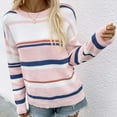 thumbnail image 4 of Towmus Pink Womens Sweater Fall Winter Striped Sweaters Casual Trendy Sweater, 4 of 6