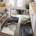thumbnail image 2 of Black White Gold Marble Pattern Kitchen Rugs Sets Of 3,Kitchen Runner Rugs Non Skid Washable,Decorative Kitchen Floor Mats for Kitchen,Sink,Laundry,17"x30"+ 17"x47" + 17"x59", 2 of 6