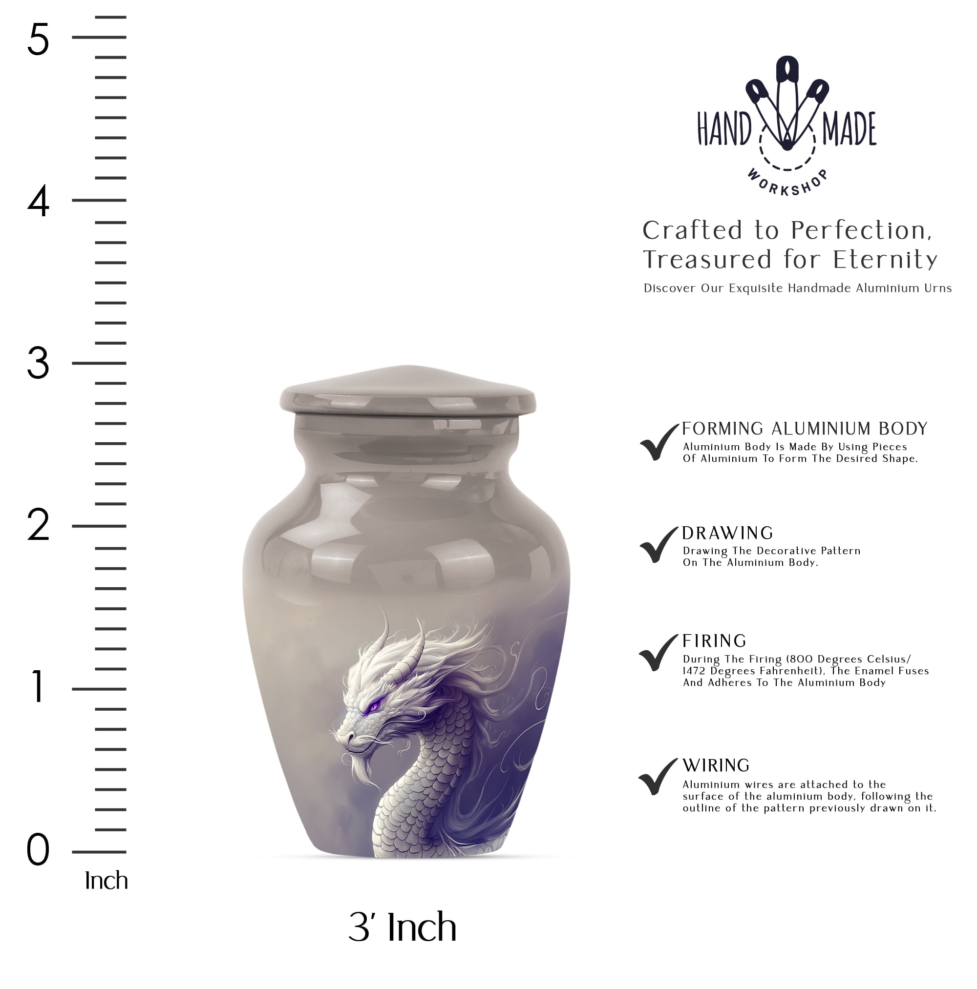 Dragon Small Urn for Ashes for Women, Funeral Cremation Urns for Human Ashes Adult Man, Keepsake Urns for Human Ashes, Burial Urns for Huma Ashes(Size - 3inch, 2 Pcs)