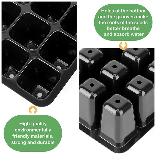 Caja de cultivo para invernadero de interior con 12 agujeros, bandeja de siembra, juego de caja para vivero de plantas, bandeja de germinación para jardinería para el cultivo de plantas