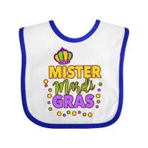 Inktastic Mister Mardi Gras with Crown and Dots Boys Baby Bib