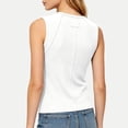 thumbnail image 4 of Oiangi Tank Top Women Crew Neck Ribbed Knit Sleeveless Shirts Casual Dressy Going Out Tanks White S, 4 of 7