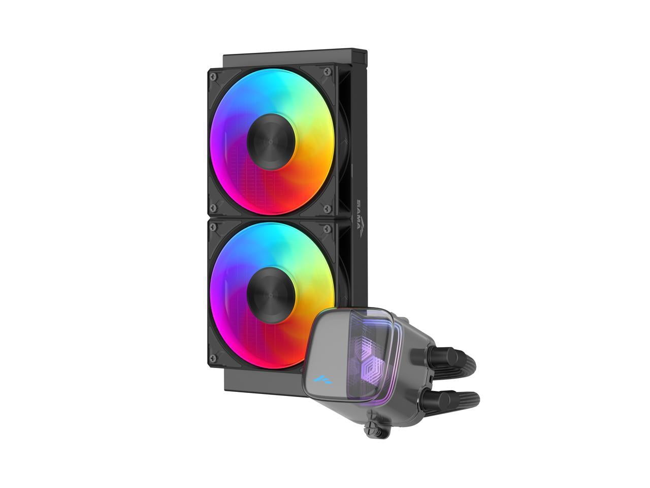 SAMA L70 240mm Liquid CPU Cooler AIO Cooler with ARGB Infinity Mirror Effect 2x120mm ARGB Light Sync with Motherboard PWM 28 mmFans Low-Noise for AMD AM4/AM5, Intel LGA 1700/1150/1151/1200/1851