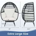 thumbnail image 5 of TUAREX Oversized 360° Swivel Egg Chair, Rattan Wicker Patio Egg Chair for Outdoor Indoor with Overstuffed Cushions, Black Rattan, Beige Cushion, 5 of 5