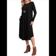 thumbnail image 1 of Vestido Informal Holgado de Cuello Redondo y Larga para Mujer, con Bolsillos Inclinados y Dobladillo Curvo. Negro XXL, 1 of 9