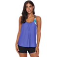 thumbnail image 1 of Tankini push up con espalda en T, estampado a rayas y tirantes, con pantalones cortos para mujer, 1 of 6